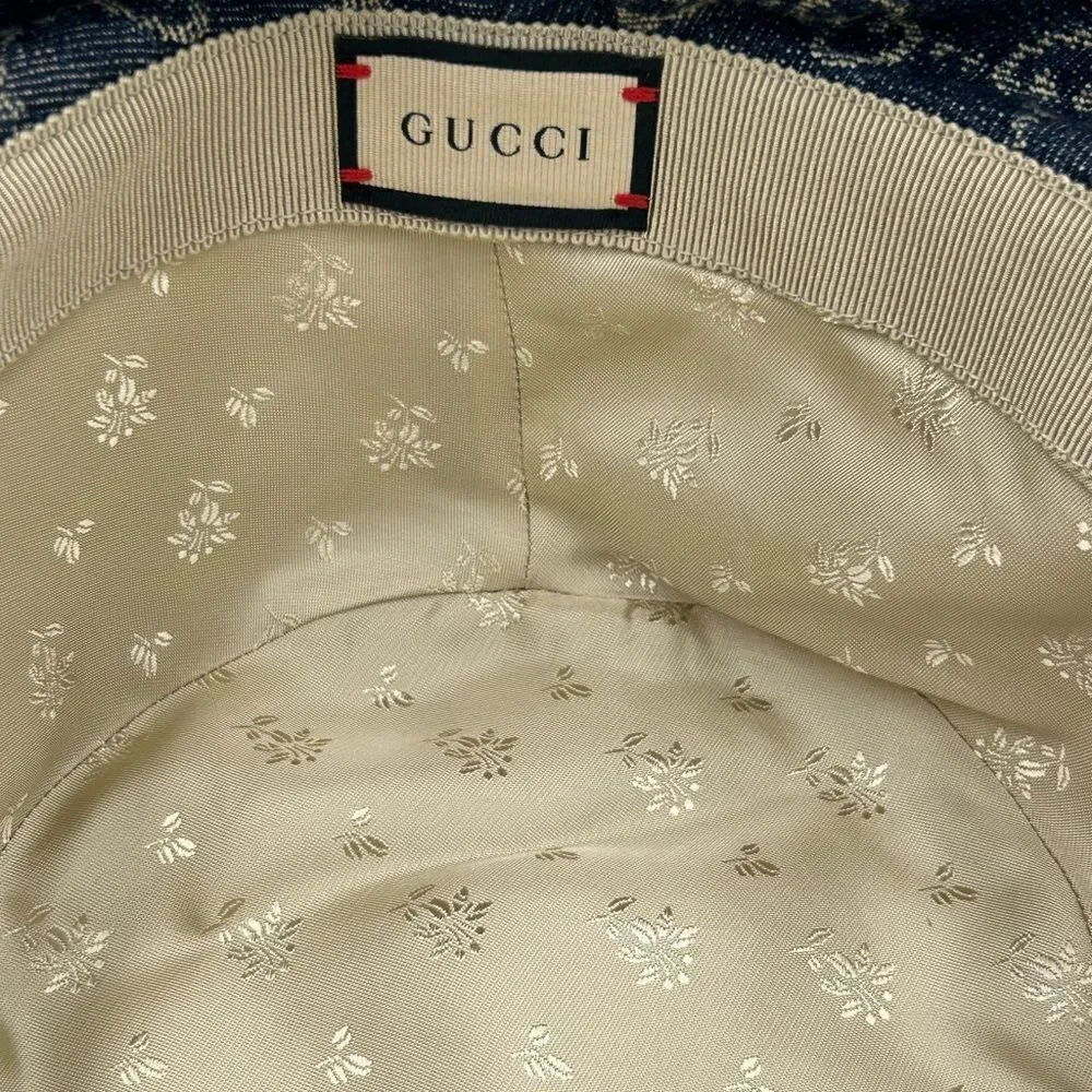 Men’s Gucci blue denim bucket hat size large made in Italy